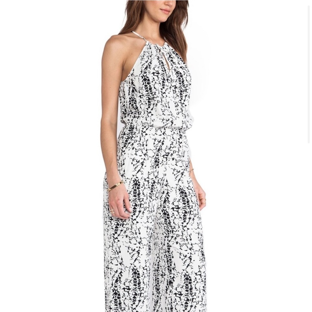 Parker Shauna Silk Jumpsuit in Black Splatter Size Smalll
